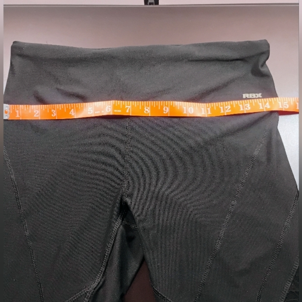 RBX CR6568 Black Lace Panel High Waist Capri Leggings Size Medium - Picture 6 of 16
